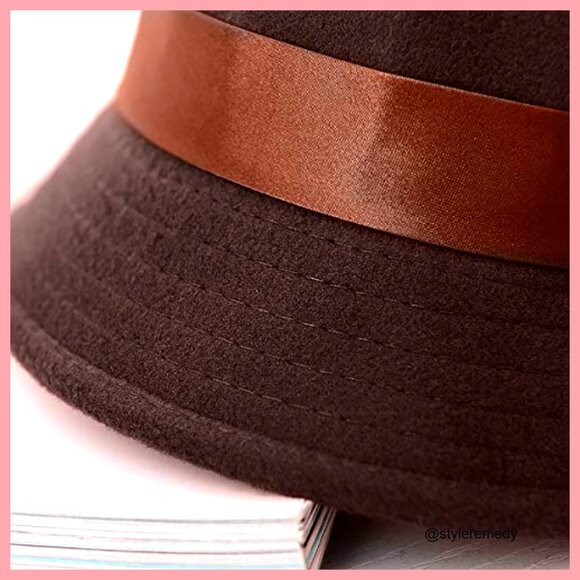 Vintage Felt Cloche Hat Winter Floral Fedora Bucket Hat main image 6